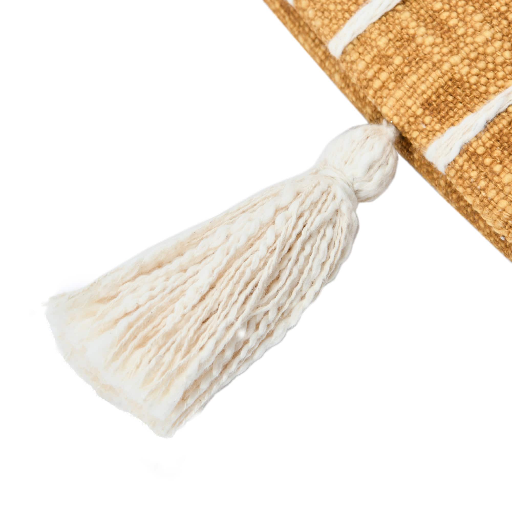 Hello Honey® Mustard & White Applique Stripe Cotton Woven Pillow